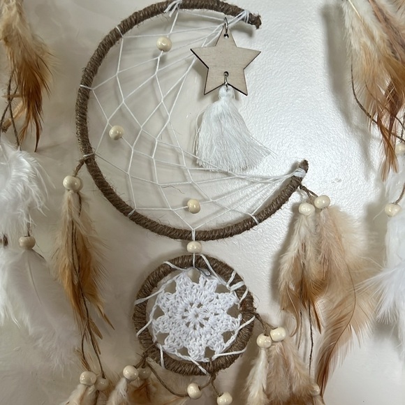 Large Macrame Moon and Star Dream Catcher - Picture 3 of 6